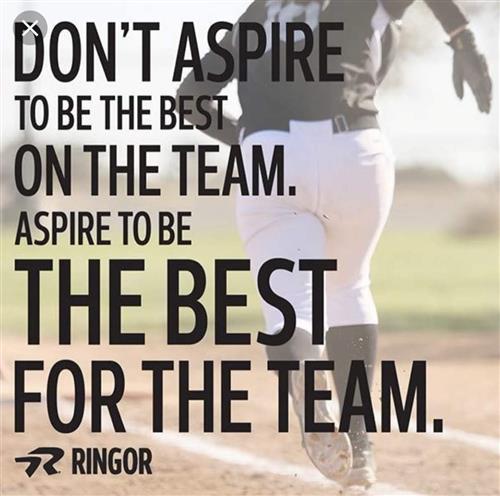 Inspirational quote with softball player running bases